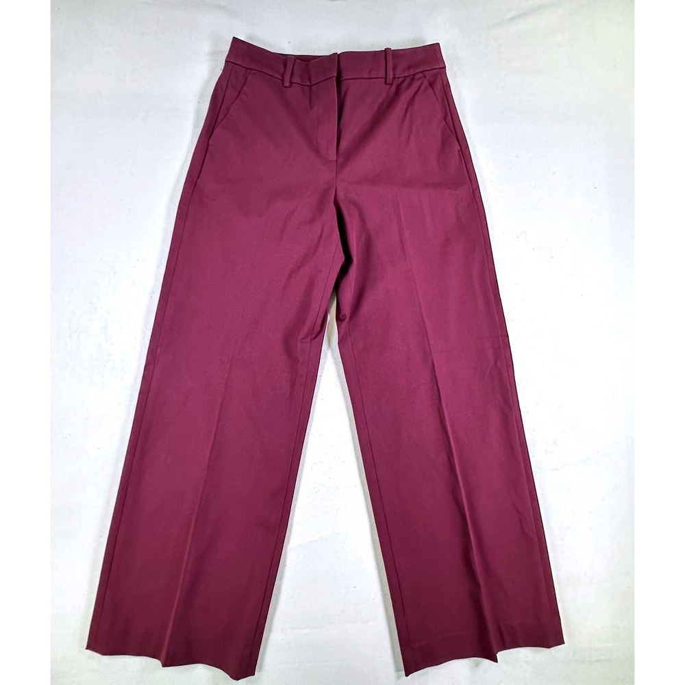 J.Crew Remy Pant Burgundy Wide Leg Trousers Size 6 CL194 Cotton Viscose Stretch